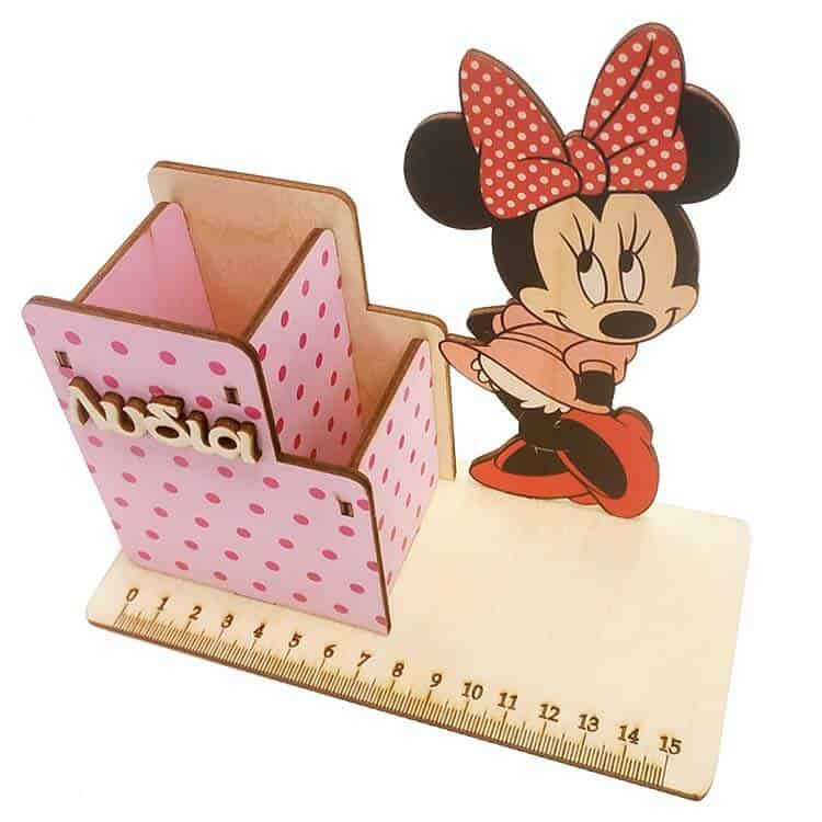 ξύλινη έγχρωμη Μολυβοθήκη Minnie Mouse