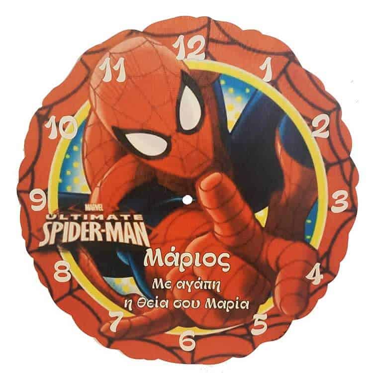 ξύλινο Ρολόι Τοίχου Spiderman