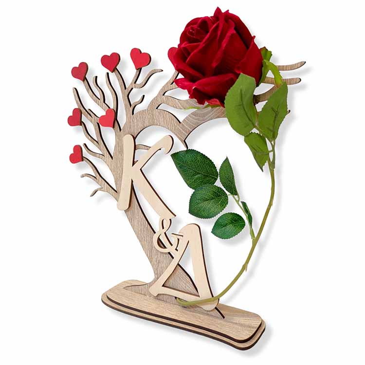 Δώρο Αγίου Βαλεντίνου Δέντρο με Αρχικά και Τριαντάφυλλο