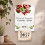 Ξύλινο Ημερολόγιο Τοίχου Ρόδια Λευκό Ξύλο