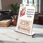 Ξύλινο Επιτραπέζιο Ημερολόγιο Ρόδι Λευκό Ξύλο