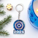 Ξύλινο Χριστουγεννιάτικο Γούρι Μάτι Μπλε Μάρμαρο