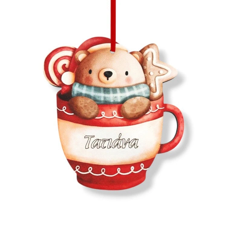 Ξύλινο Χριστουγεννιάτικο Στολίδι Αρκουδάκι με Όνομα