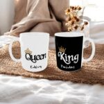 Σετ 2 Κούπες για Ζευγάρι King Queen με Ονόματα Σετ 2 Κούπες για Ζευγάρι King Queen με Ονόματα