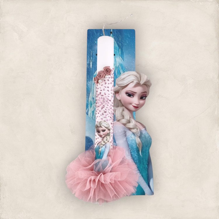 Πασχαλινή Λαμπάδα Frozen με Ξύλινο Στοιχείο