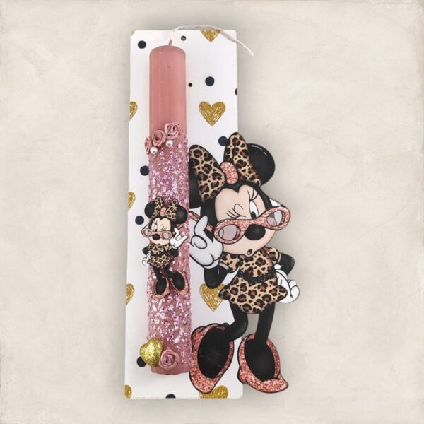Πασχαλινή Λαμπάδα Minnie Mouse Ντίβα με Ξύλινο Στοιχείο