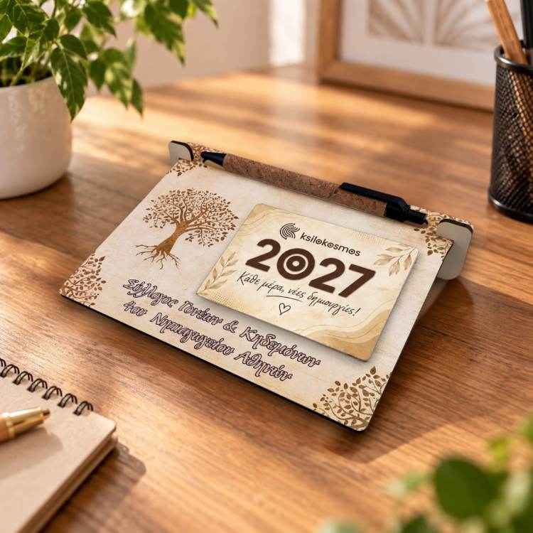 Ξύλινο Ημερολόγιο Γραφείου Δέντρο Ζωής
