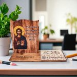 Ξύλινο Ημερολόγιο με Βάση Ιησούς Χριστός