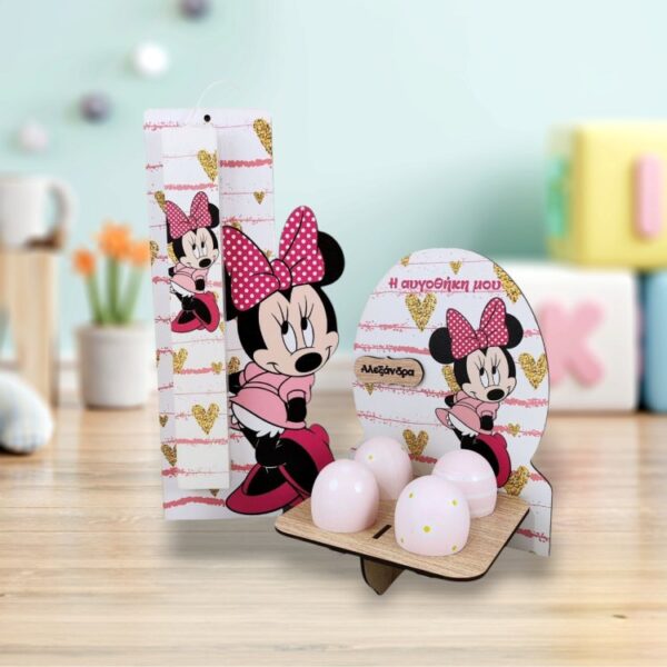 Σετ Πασχαλινή Λαμπάδα και Αυγοθήκη Minnie Ντροπαλή με Όνομα
