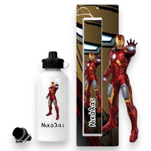 Σετ Πασχαλινή Λαμπάδα και Παγούρι Iron Man με Όνομα