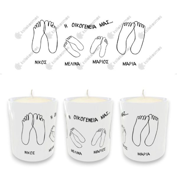 Προσωποποιημένο Κερί Family Feet με Ονόματα