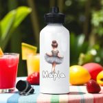 Μεταλλικό Παγούρι με Εκτύπωση Γκρι Μπαλαρίνα με Όνομα