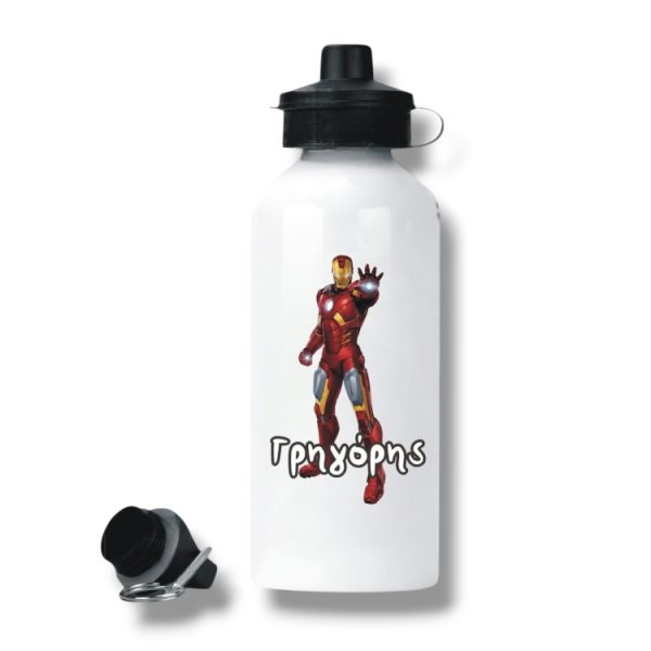 Μεταλλικό Παγούρι με Εκτύπωση Iron Man με Όνομα
