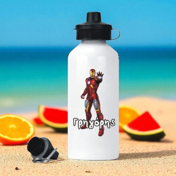 Μεταλλικό Παγούρι με Εκτύπωση Iron Man με Όνομα