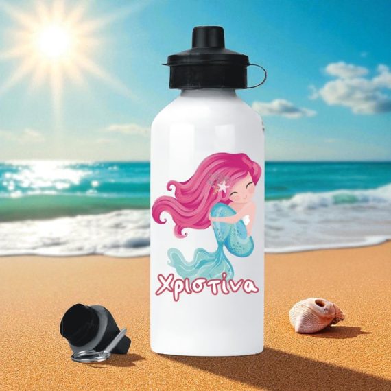 Μεταλλικό Παγούρι με Εκτύπωση Pink Mermaid με Όνομα