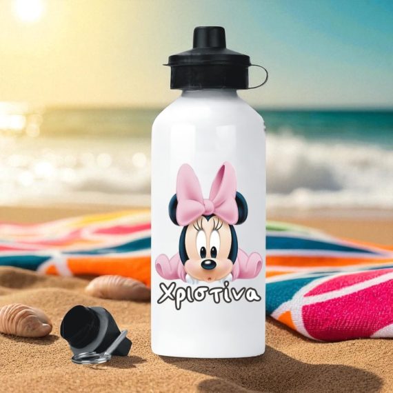Μεταλλικό Παγούρι με Εκτύπωση Πρόσωπο Minnie Μωρό με Όνομα