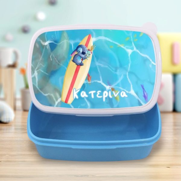 Σχολικό Δοχείο Φαγητού Stitch σε Σανίδα με Όνομα