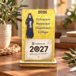 Ξύλινο Επιτραπέζιο Ημερολόγιο Άγιος Παΐσιος με Χρυσό Φόντο