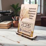 Ξύλινο Επιτραπέζιο Ημερολόγιο Χρυσό Δέντρο
