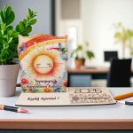 Ξύλινο Ημερολόγιο με Βάση Για Σχολεία Χαρούμενος Ήλιος