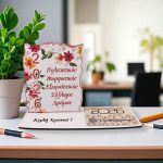 Ξύλινο Ημερολόγιο με Βάση Παπαρούνα Ξύλινο Ημερολόγιο με Βάση Παπαρούνα