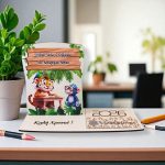 Ξύλινο Ημερολόγιο με Βάση Ζωάκια σε Θρανίο