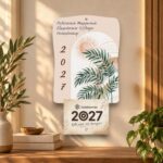 Ξύλινο Κρεμαστό Ημερολόγιο Φύλλωμα Boho