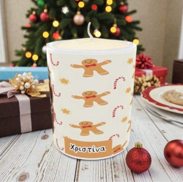Χριστουγεννιάτικο Δώρο Κερί Gingerbreads με Φωτογραφία και Όνομα