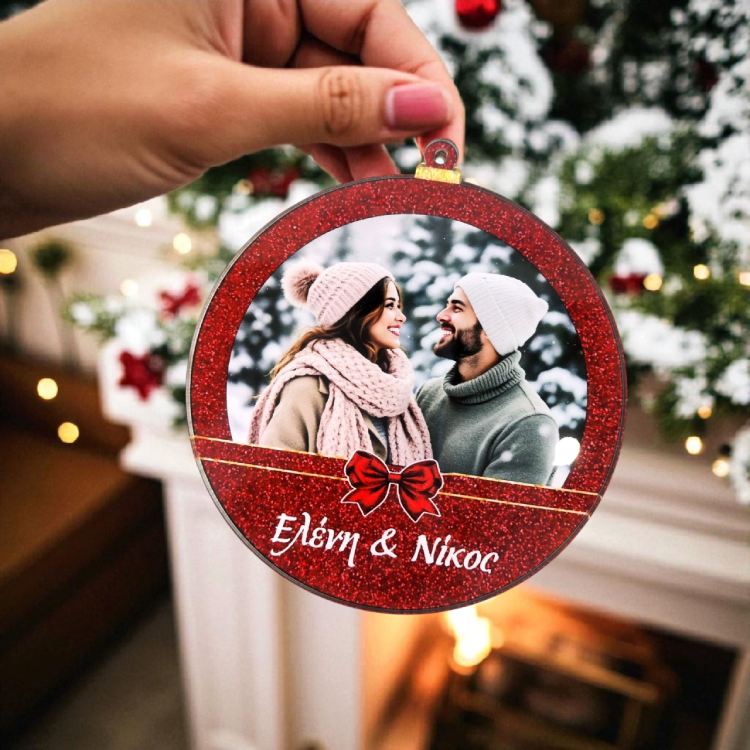 xristougenniatiko-stolidi-fotografia-me-onommata Χριστουγεννιάτικο Στολίδι Plexiglass με Φωτογραφία και Ονόματα