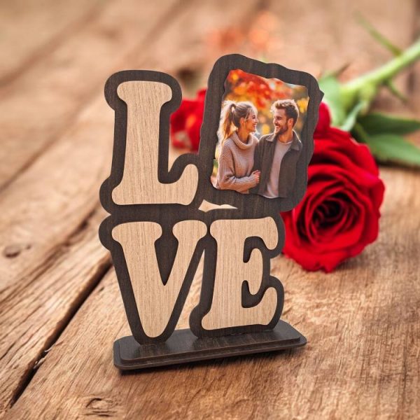 Δώρο Αγίου Βαλεντίνου Κορνίζα Love με Φωτογραφία - Ξύλου
