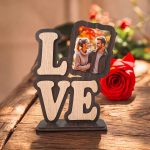 Δώρο Αγίου Βαλεντίνου Κορνίζα Love με Φωτογραφία - Ξύλου