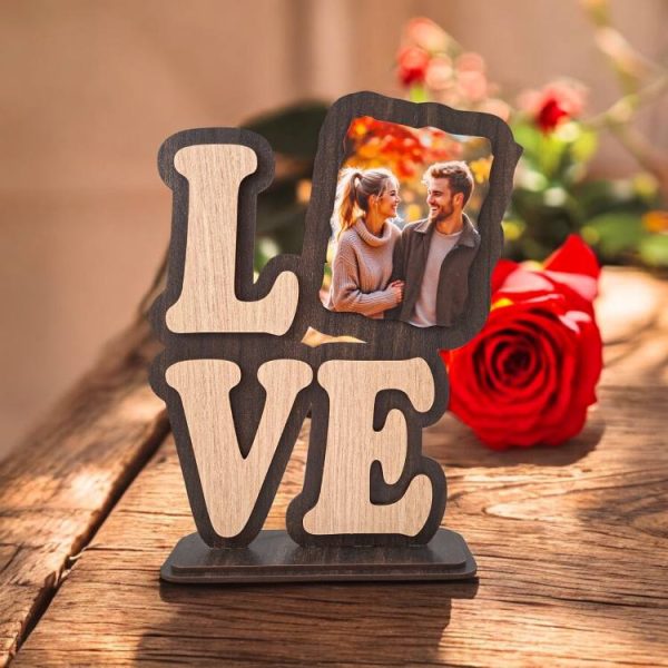 Δώρο Αγίου Βαλεντίνου Κορνίζα Love με Φωτογραφία - Ξύλου
