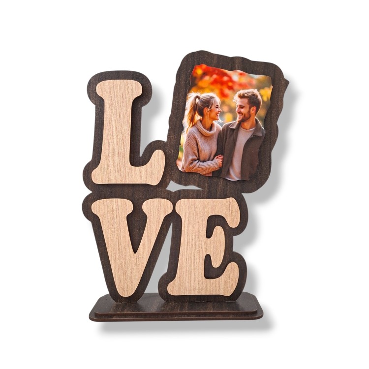 Δώρο Αγίου Βαλεντίνου Κορνίζα Love με Φωτογραφία - Ξύλου