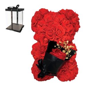 Rose Bear από Κόκκινα Τριαντάφυλλα με Ανθοδέσμη σε Συσκευασία Δώρου – 25cm Rose Bear από Κόκκινα Τριαντάφυλλα με Ανθοδέσμη σε Συσκευασία Δώρου – 25cm