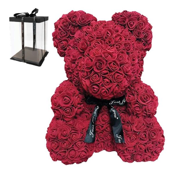 Rose Bear από Μπορντό Τριαντάφυλλα με Φιογκάκι σε Συσκευασία Δώρου – 40 cm Rose Bear από Μπορντό Τριαντάφυλλα με Φιογκάκι σε Συσκευασία Δώρου – 40 cm
