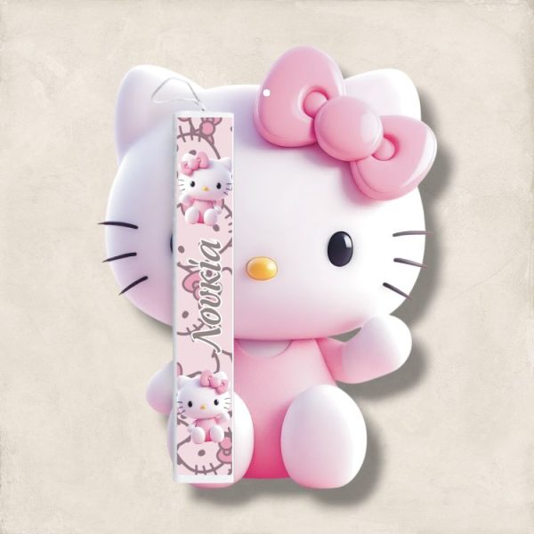 Έγχρωμη Πασχαλινή Λαμπάδα Hello Kitty με Όνομα - Περίγραμμα
