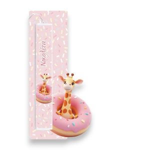 Έγχρωμη Πασχαλινή Λαμπάδα Καμηλοπάρδαλη Donuts με Όνομα