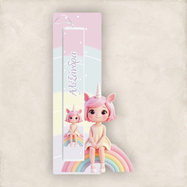 Έγχρωμη Πασχαλινή Λαμπάδα Rainbow Unicorn Girl με Όνομα
