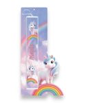 Έγχρωμη Πασχαλινή Λαμπάδα Rainbow Unicorn Μονόκερος με Όνομα