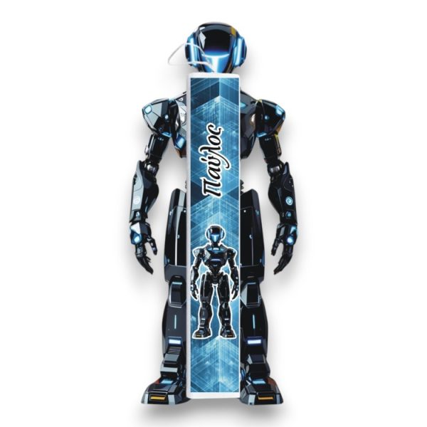 Έγχρωμη Πασχαλινή Λαμπάδα Robot με Όνομα - Περίγραμμα