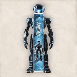 Έγχρωμη Πασχαλινή Λαμπάδα Robot με Όνομα - Περίγραμμα