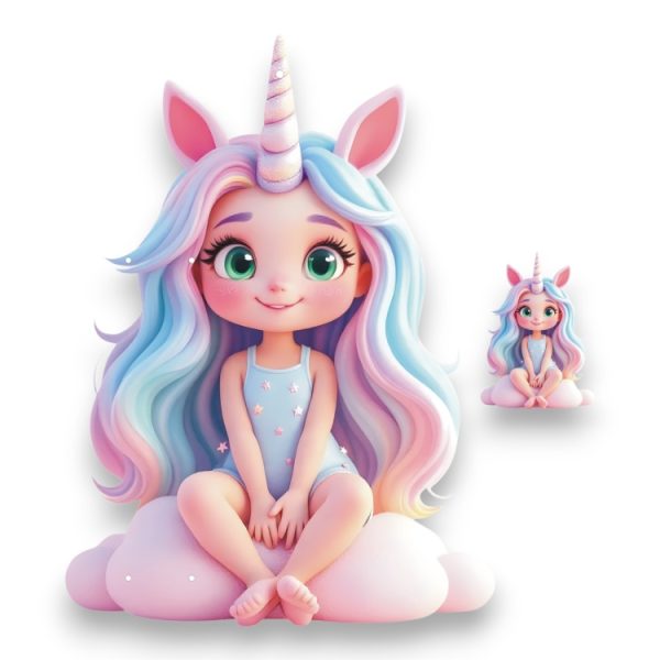 Πασχαλινή Βάση Λαμπάδας Cloud Unicorn Girl με Ξύλινο Στοιχείο - Περίγραμμα