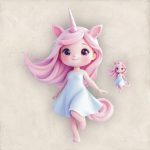 Πασχαλινή Βάση Λαμπάδας Unicorn Baby Girl με Ξύλινο Στοιχείο - Περίγραμμα