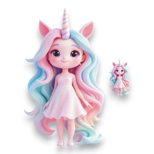 Πασχαλινή Βάση Λαμπάδας Unicorn Girl με Ξύλινο Στοιχείο - Περίγραμμα