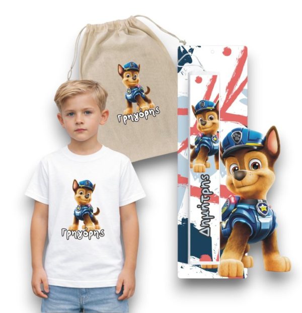 Πασχαλινός Σάκος Chase Paw Patrol με Λαμπάδα και Μπλουζάκι