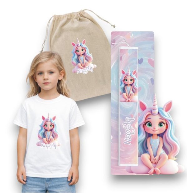 Πασχαλινός Σάκος Cloud Unicorn Girl με Λαμπάδα και Μπλουζάκι