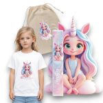 Πασχαλινός Σάκος Cloud Unicorn Girl με Λαμπάδα και Μπλουζάκι - Περίγραμμα