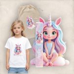Πασχαλινός Σάκος Cloud Unicorn Girl με Λαμπάδα και Μπλουζάκι - Περίγραμμα
