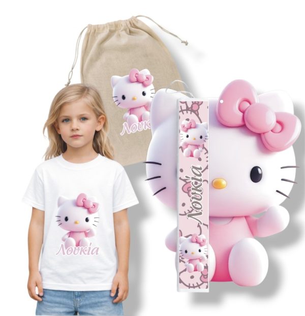 Πασχαλινός Σάκος Hello Kitty με Λαμπάδα και Μπλουζάκι - Περίγραμμα
