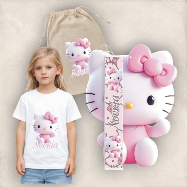 Πασχαλινός Σάκος Hello Kitty με Λαμπάδα και Μπλουζάκι - Περίγραμμα Πασχαλινός Σάκος Hello Kitty με Λαμπάδα και Μπλουζάκι - Περίγραμμα